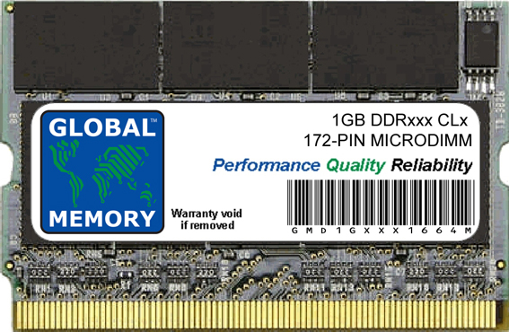 1GB DDR 266/333MHz 172-PIN MICRODIMM MEMORY RAM FOR LAPTOPS/NOTEBOOKS